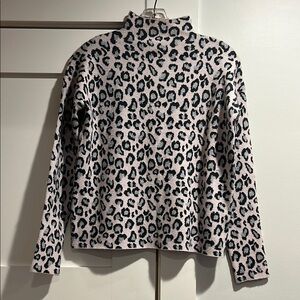 Leopard Print Turtleneck Sweater with Metallic Accents